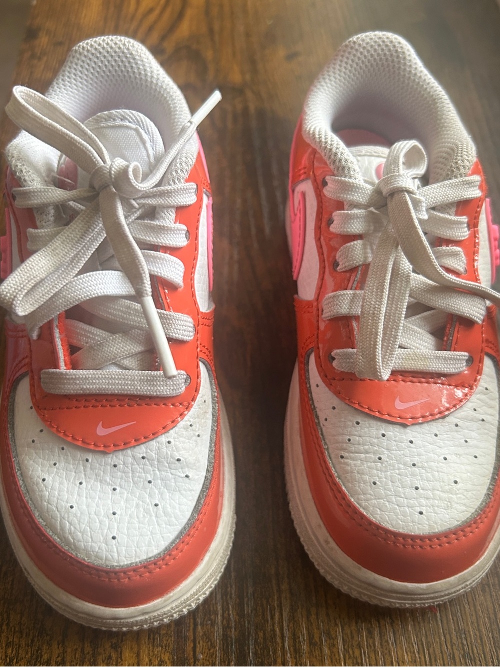 Nike Kids White and Coral Low-Top Sneakers